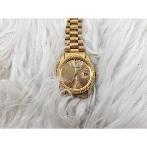 Oleg Cassini 31-726DG Diamond Gold Tone 100 FT WR Quartz For Parts Needs Battery